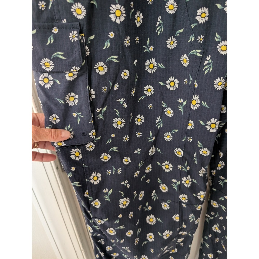Duluth Trading Co Heirloom Gardening Bib Overalls Navy Daisy Floral XXL x 31 - Picture 6 of 8